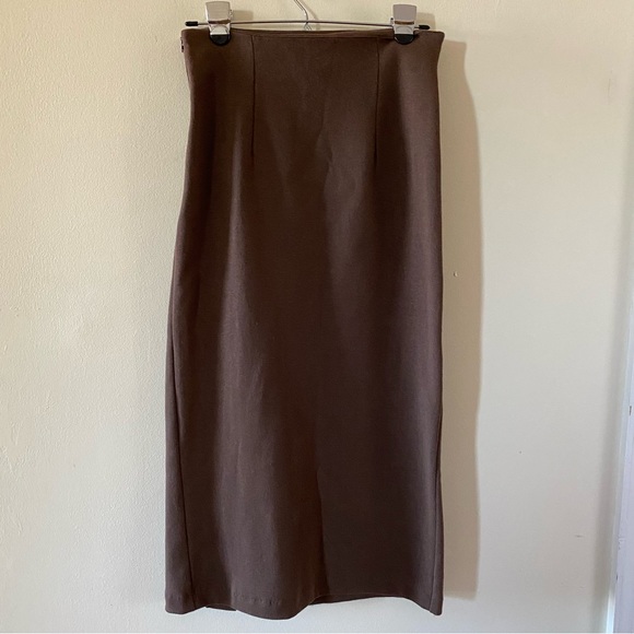 Vintage Brown James River Traders JRT Skirt Sze 6P Petite Slit Stretch Dry Clean - Picture 3 of 7